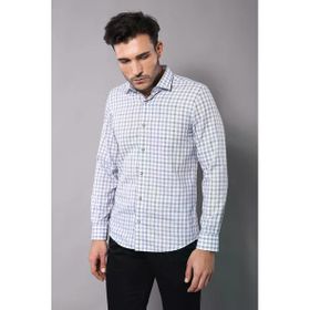 Wessi Ekose Desenli Slimfit Mavi Gömlek