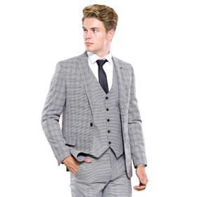 Wessi Ekose Gri Yelekli Slim Fit Takım Elbise