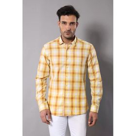 Wessi Ekoseli Slimfit Sarı Gömlek