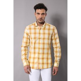 Wessi Ekoseli Slimfit Sarı Gömlek