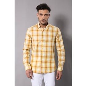 Wessi Ekoseli Slimfit Sarı Gömlek