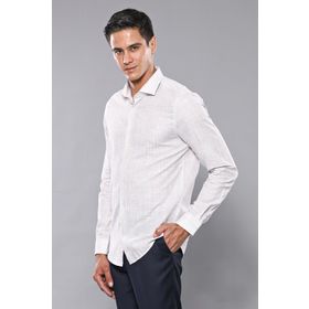 Wessi Erkek Bej Ekose Desenli Uzun Kollu Slim Fit Gömlek
