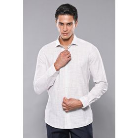 Wessi Erkek Bej Ekose Desenli Uzun Kollu Slim Fit Gömlek