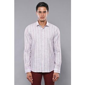 Wessi Erkek Bej Ekose Desenli Uzun Kollu Slim Fit Gömlek