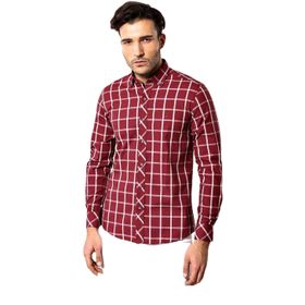 Wessi Erkek Bordo Ekoseli Slim Fit Gömlek
