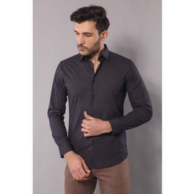 Wessi Erkek Kahverengi Slim Fit Nokta Desenli Pamuk Gömlek