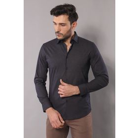 Wessi Erkek Kahverengi Slim Fit Nokta Desenli Pamuk Gömlek