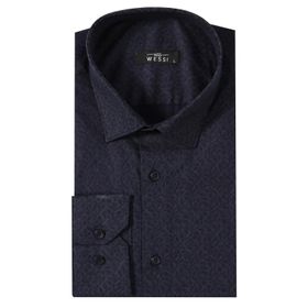 Wessi Erkek Lacivert Desenli Uzun Kollu Slim Fit Gömlek