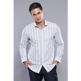 Wessi Erkek Lacivert Ekose Desen Slim Fit Uzun Kollu Gömlek