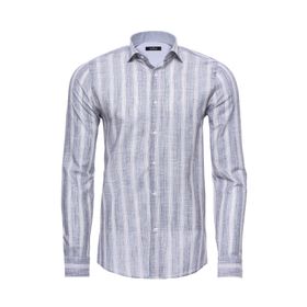 Wessi Erkek Lacivert Ekose Desen Slim Fit Uzun Kollu Gömlek