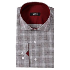 Wessi Erkek Lacivert Ekose Desen Slim Fit Uzun Kollu Gömlek