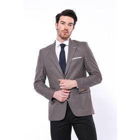 Wessi Erkek Lacivert Slim Fit Kendinden Desenli Gömlek