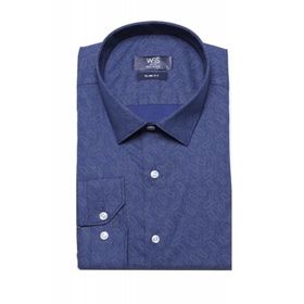 Wessi Erkek Lacivert Slim Fit Kendinden Desenli Gömlek