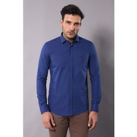 Wessi Erkek Lacivert Terikoton Slim Fit Gömlek