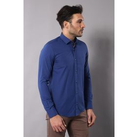 Wessi Erkek Lacivert Terikoton Slim Fit Gömlek