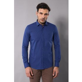 Wessi Erkek Lacivert Terikoton Slim Fit Gömlek