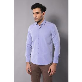 Wessi Erkek Mavi Armürlü Slim Fit Gömlek