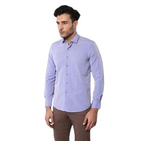 Wessi Erkek Mavi Armürlü Slim Fit Gömlek