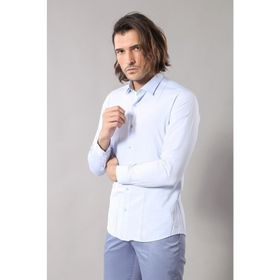 Wessi Erkek Mavi Slim Fit Desenli Gömlek