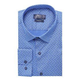 Wessi Erkek Mavi Slim Fit Desenli Gömlek