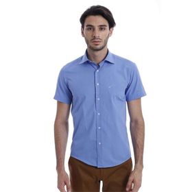 Wessi Erkek Mavi Terikoton Slim Fit Gömlek