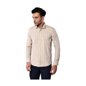 Wessi G-144-4-502 Bej Slim Fit Ekose Erkek Gömlek