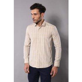 Wessi G-144-4-502 Bej Slim Fit Ekose Erkek Gömlek
