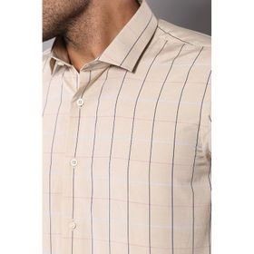 Wessi G-144-4-502 Bej Slim Fit Ekose Erkek Gömlek