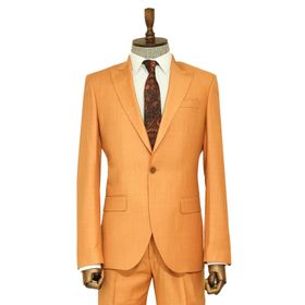 Wessi Hardal Sarısı İki Parça Slim Fit Tek Düğmeli Erkek Takım Elbise