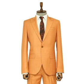 Wessi Hardal Sarısı İki Parça Slim Fit Tek Düğmeli Erkek Takım Elbise