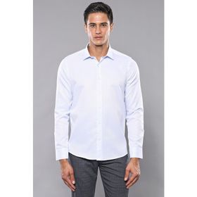 Wessi Kendinden Desenli Buz Mavi Slim Fit Gömlek