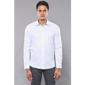 Wessi Kendinden Desenli Buz Mavi Slim Fit Gömlek