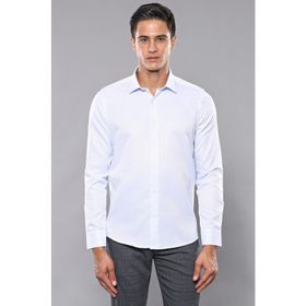 Wessi Kendinden Desenli Buz Mavi Slim Fit Gömlek