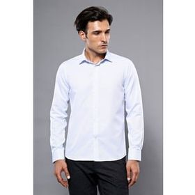 Wessi Kendinden Desenli Buz Mavi Slim Fit Gömlek