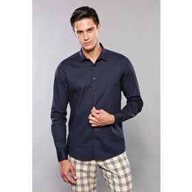 Wessi Lacivert Slim Fit Erkek Gömlek