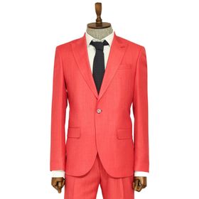 Wessi Mercan Kırmızısı İki Parça Slim Fit Tek Düğmeli Erkek Takım Elbise