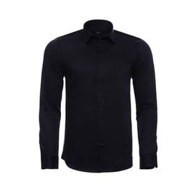 Wessi Siyah Pamuk Saten Slim Fit Gömlek