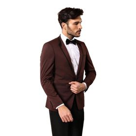 Wessi TK-621110-93-82 Ceket Desenli Yelekli Bordo Damatlık