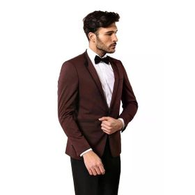 Wessi TK-621110-93-82 Ceket Desenli Yelekli Bordo Damatlık