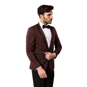 Wessi TK-621110-93-82 Ceket Desenli Yelekli Bordo Damatlık