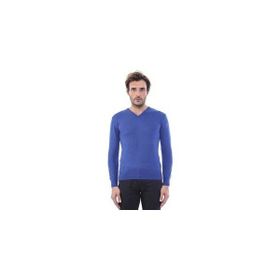 Wessi V Yaka Slim Fit Desensiz Pamuklu Lacivert Erkek Triko