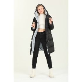 Weyeze AC-K50251LNS Siyah Çift Taraflı Kadın Uzun Şişme Mont