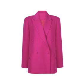 Whenever Company Fuşya Oversize Vatkalı İçi Astarlı Krep Premium Ceket