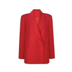 Whenever Company Kırmızı Oversize Vatkalı İçi Astarlı Krep Premium Ceket