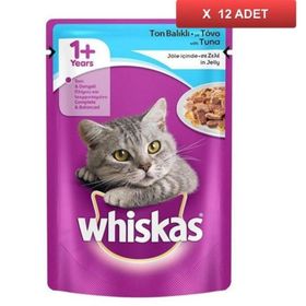 Whiskas 12x100 gr Ton Balıklı Jöleli Pouch Yetişkin Kedi Yaş Maması