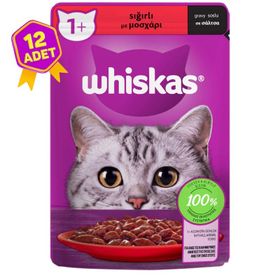 Whiskas 12x85 gr Pouch Sos İçinde Sığır Etli Yetişkin Kedi Konservesi