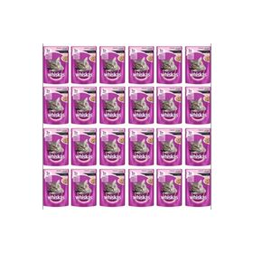 Whiskas 24x85 gr Pouch Jöle İçinde Somonlu ve Ton Balıklı Yetişkin Kedi Yaş Maması