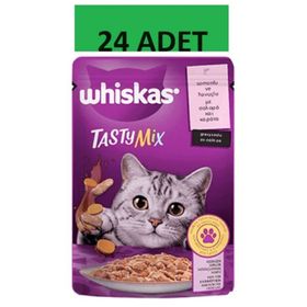 Whiskas 24x85 gr Pouch Tastymix Sos İçinde Somonlu ve Havuçlu Yetişkin Kedi Konservesi