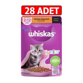 Whiskas 28x85 gr Junior Pouch Kümes Hayvanlı Yavru Kedi Yaş Maması