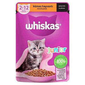 Whiskas 28x85 gr Pouch Sos İçinde Kümes Hayvanlı Yavru Kedi Konservesi